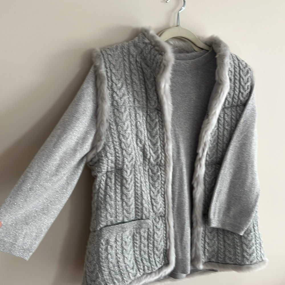 BUNDLE - NWT cable knit vest and silver sweater